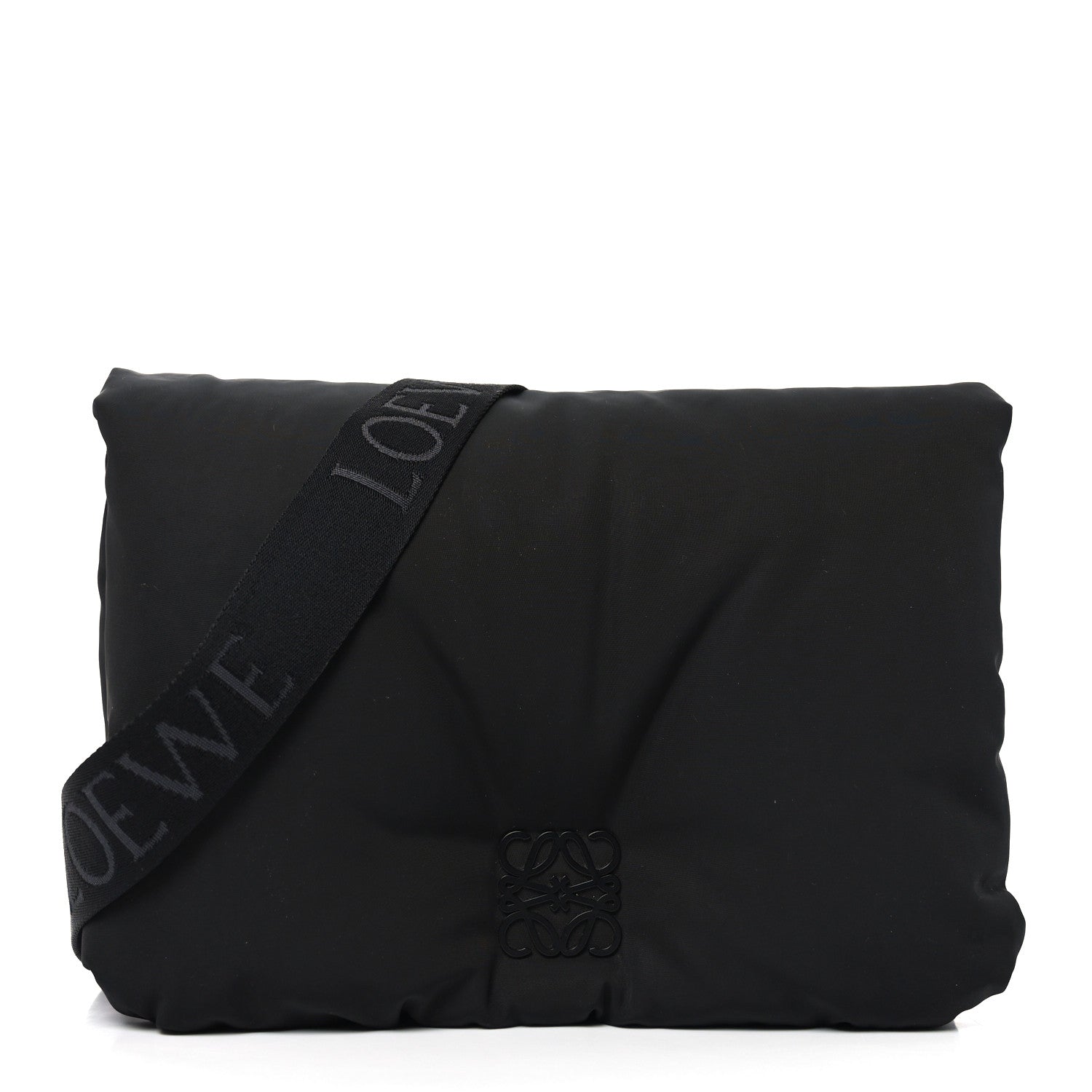 Nylon Medium Goya Puffer Bag Black