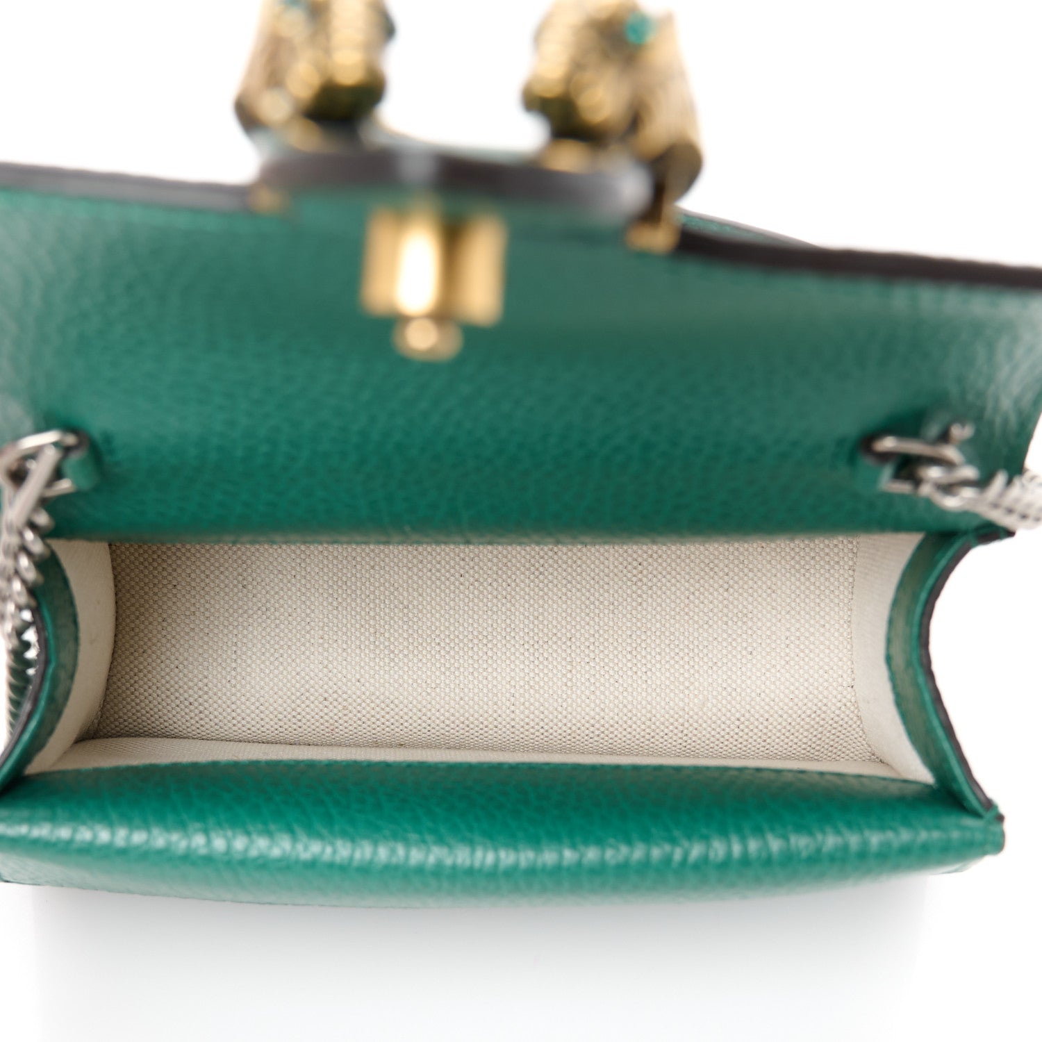 Dollar Calfskin Crystal Mini Dionysus Top Handle Bag Emerald