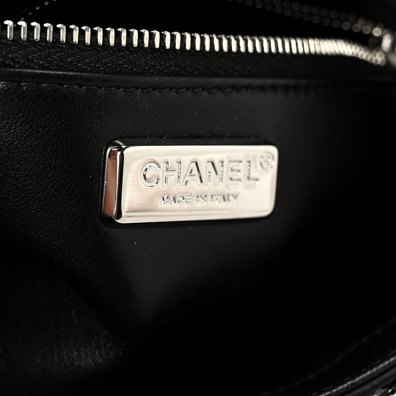 Sequin Camellia Small Single Flap Silver Black
