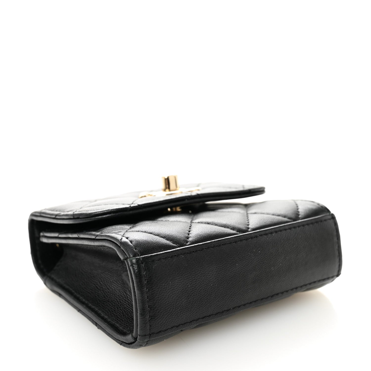 Lambskin Quilted Trendy CC Card Holder On Chain Black