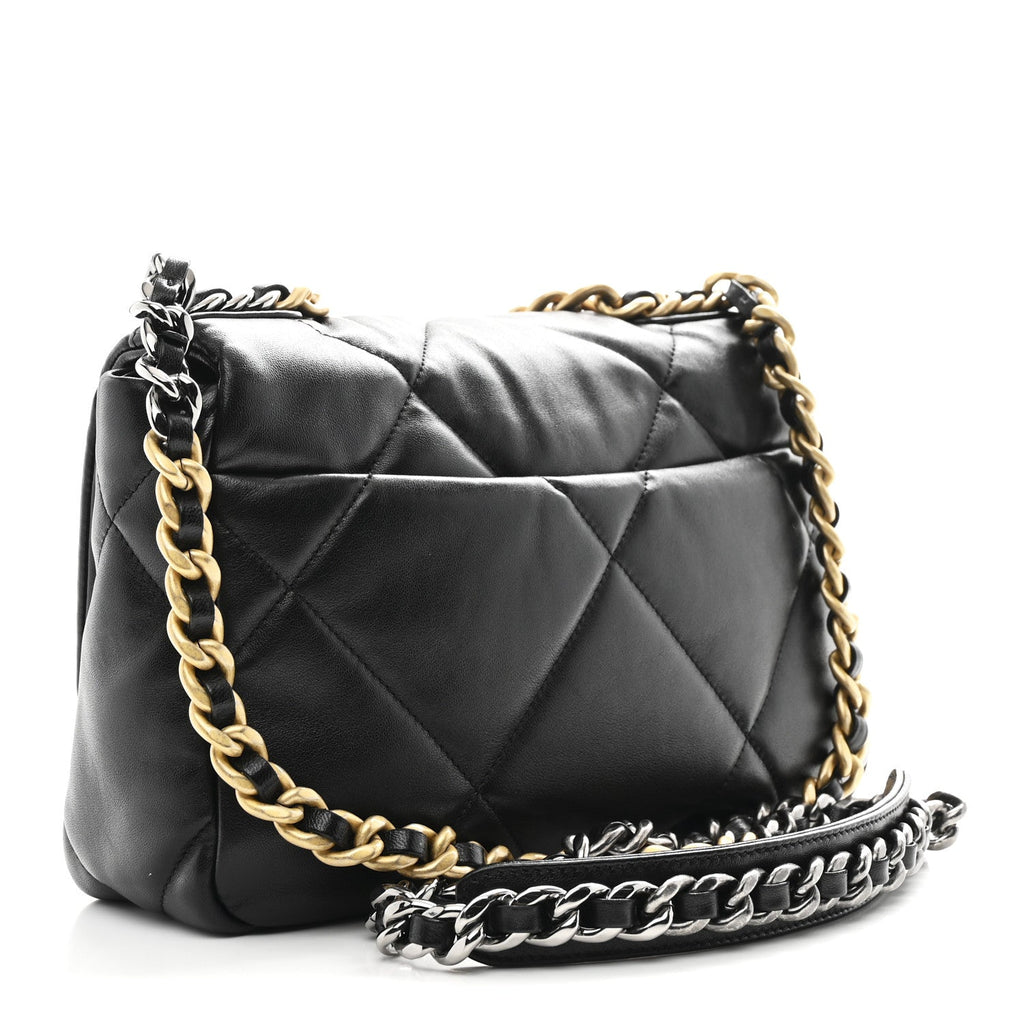 Lambskin Quilted Medium Chanel 19 Flap Black