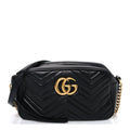 Calfskin Matelasse Small GG Marmont Chain Shoulder Bag Black