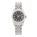 Stainless Steel 18K White Gold Diamond 26mm Oyster Perpetual Datejust Watch Black 179174