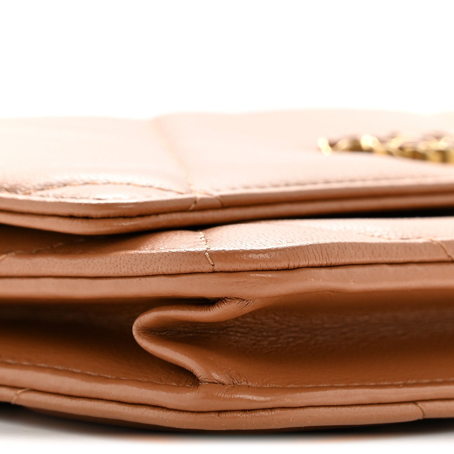 Lambskin Quilted Chanel 19 Wallet On Chain WOC Brown