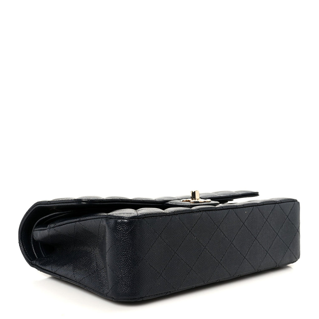 Caviar Quilted Medium Double Flap Navy