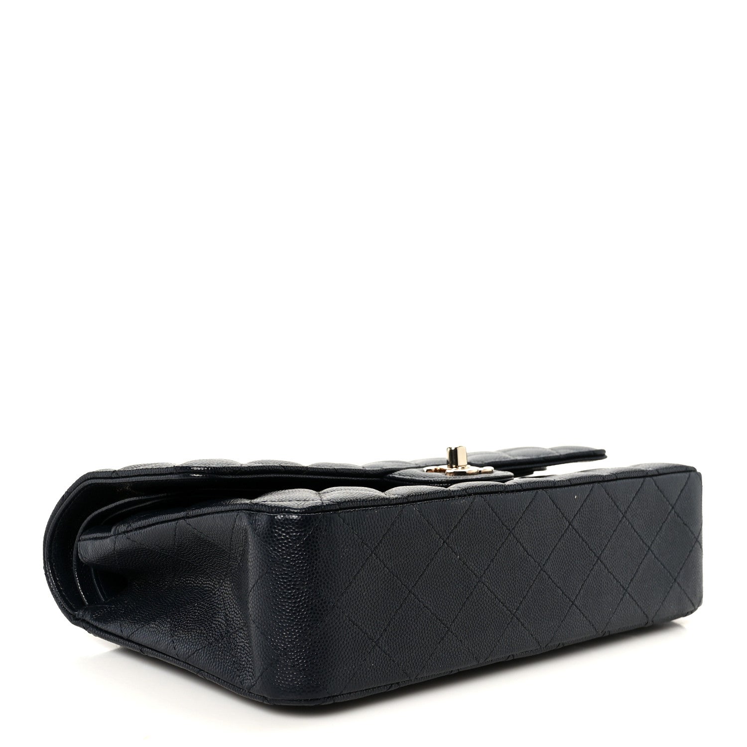 Caviar Quilted Medium Double Flap Navy