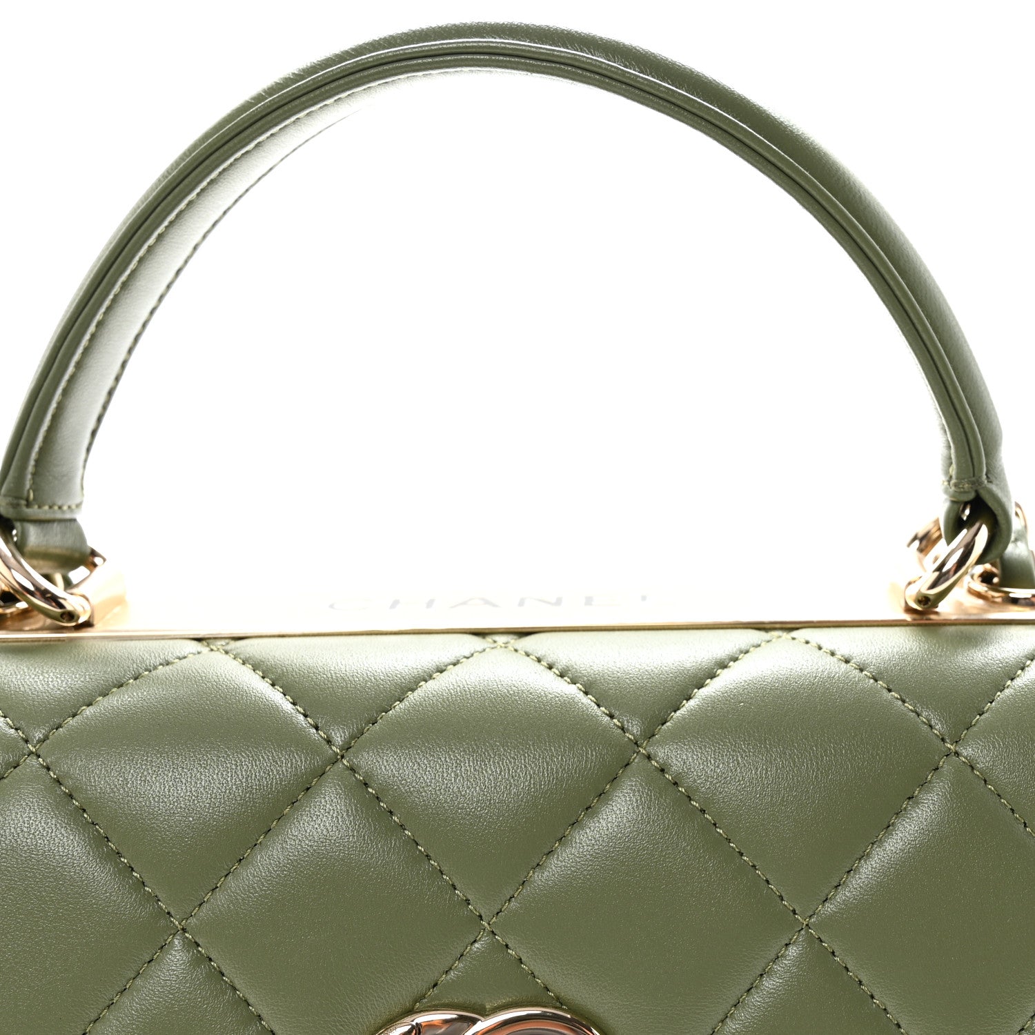 Lambskin Quilted Small Trendy CC Flap Dual Handle Bag Green
