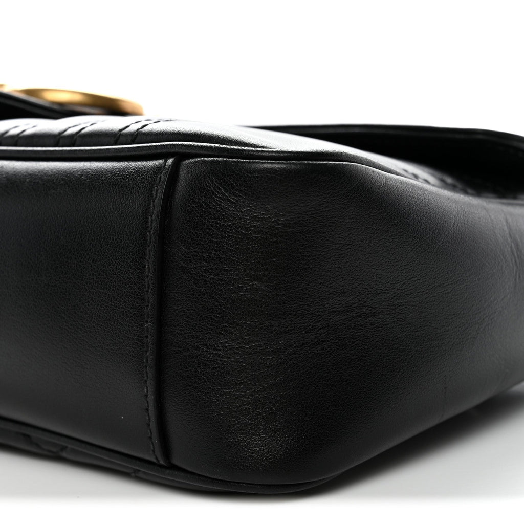 Calfskin Matelasse Small GG Marmont Shoulder Bag Black