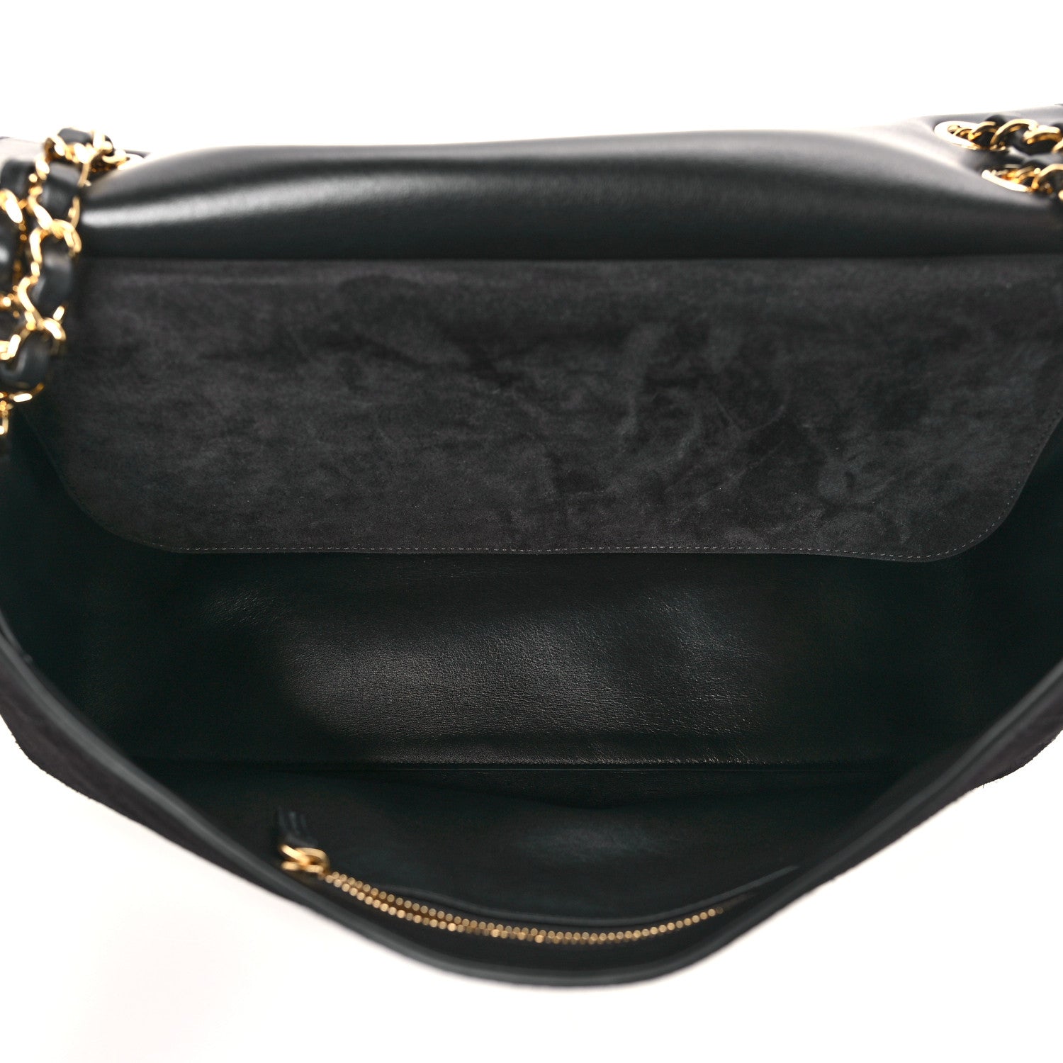 Suede Calfskin Small Souplissimo Maxi Flap Black