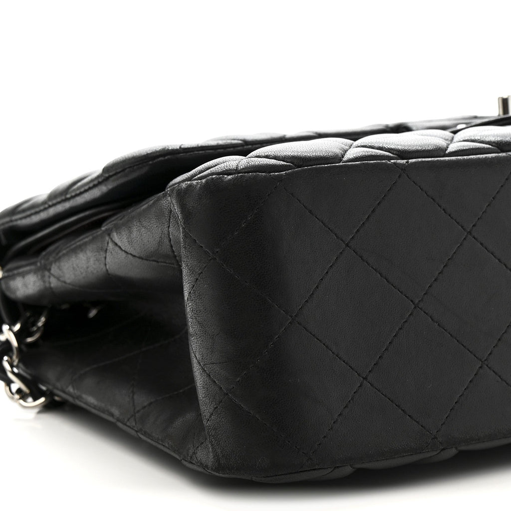 Lambskin Quilted Jumbo Double Flap Black