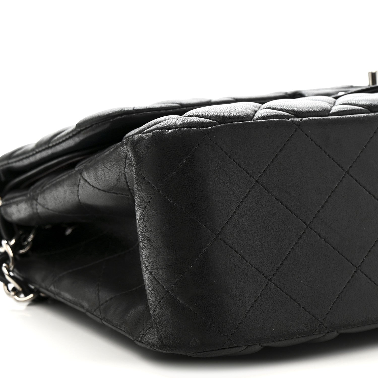Lambskin Quilted Jumbo Double Flap Black