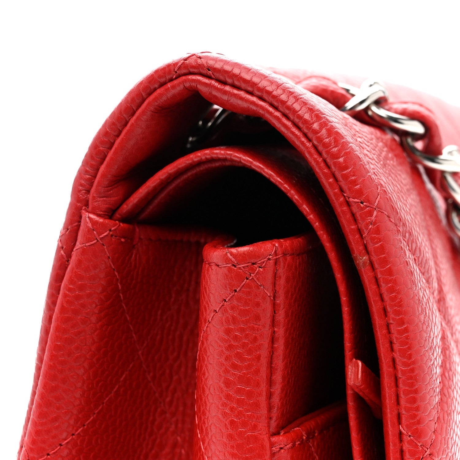 Caviar Quilted Maxi Double Flap Red