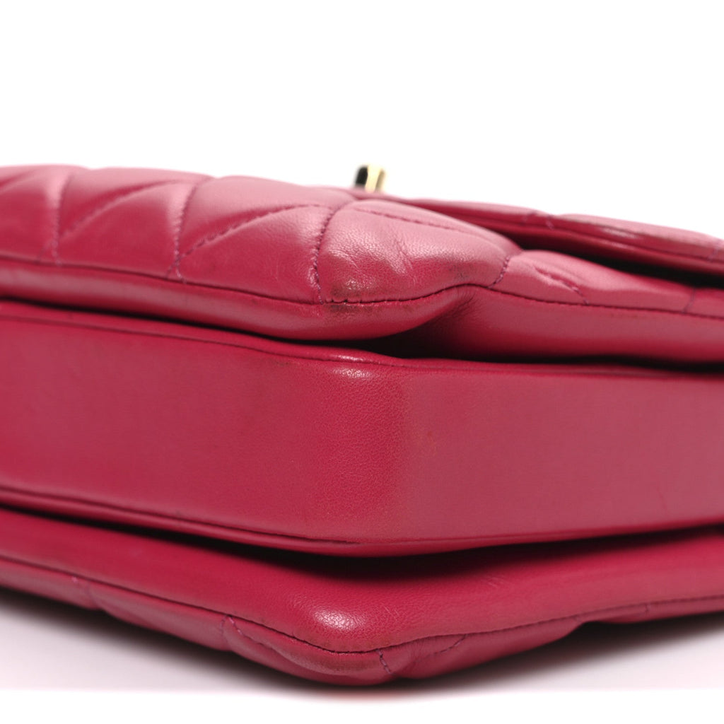 Lambskin Quilted Small Trendy CC Flap Dual Handle Bag Dark Pink