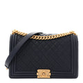 Caviar Quilted New Medium Boy Flap Blue