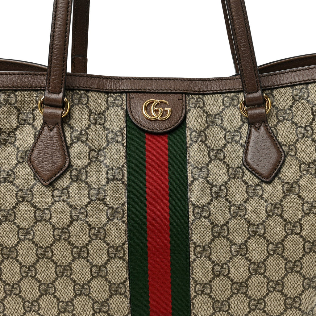 GG Supreme Monogram Medium Ophidia Shopping Tote Brown