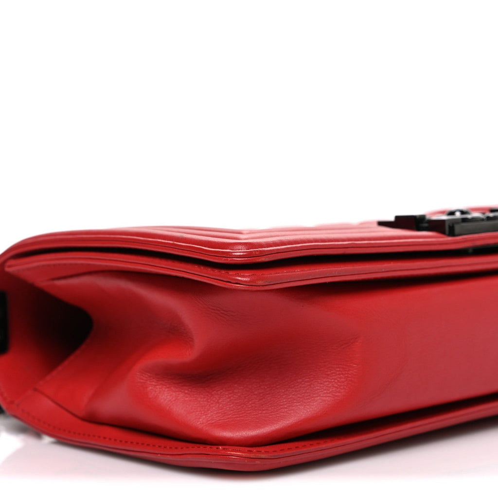 Lambskin Quilted Medium Boy Flap Red