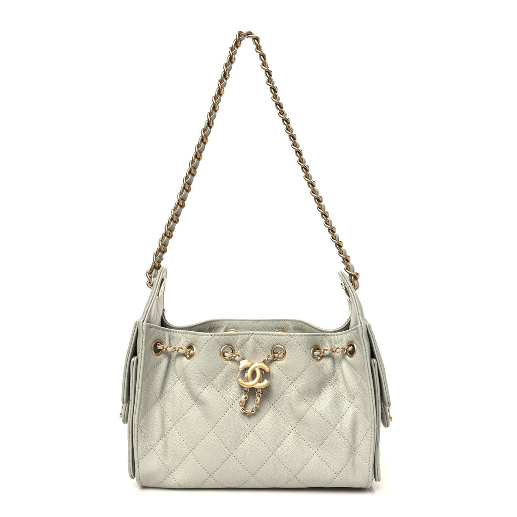 Caviar Quilted Mini Chanel 25 Handbag Light Green