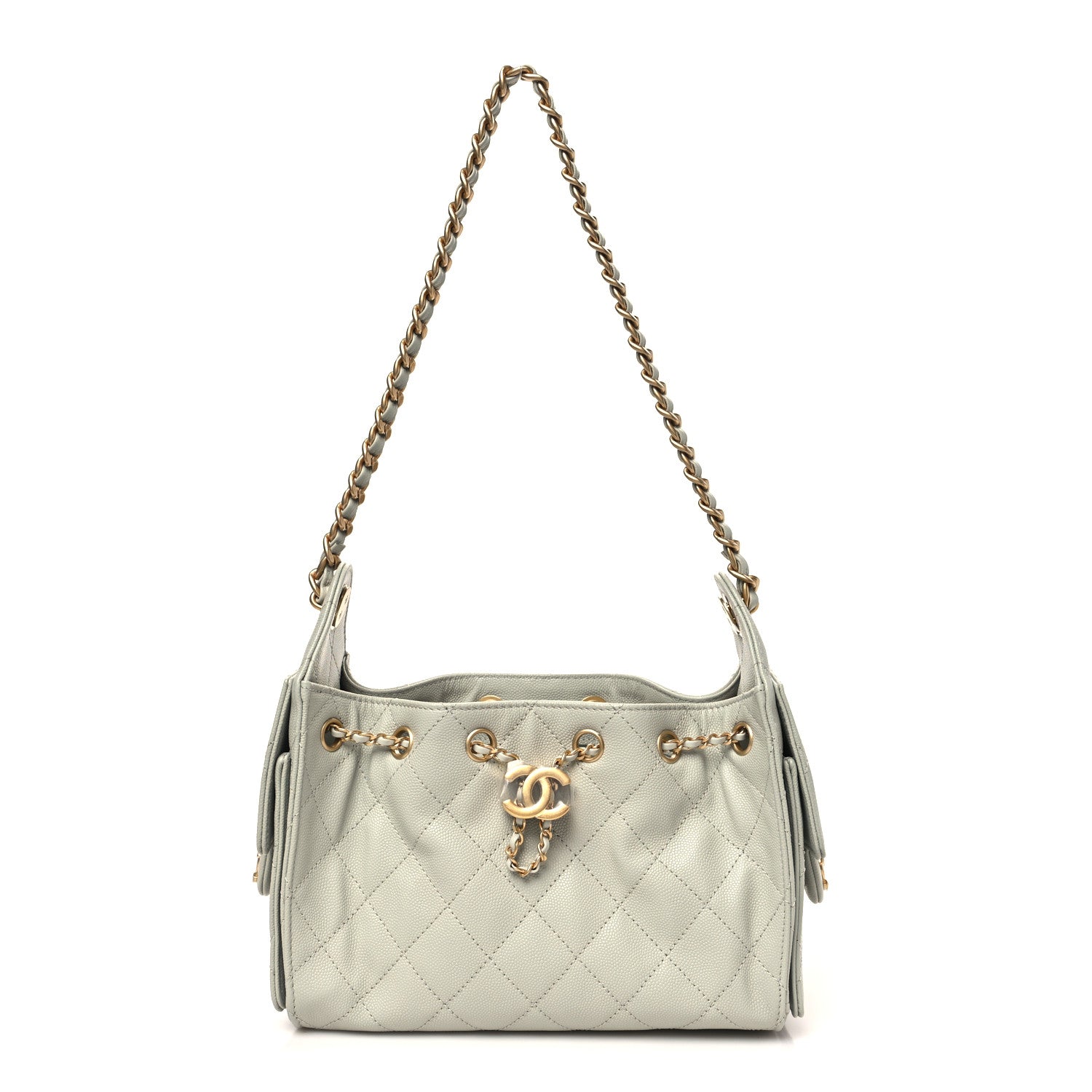 Caviar Quilted Mini Chanel 25 Handbag Light Green