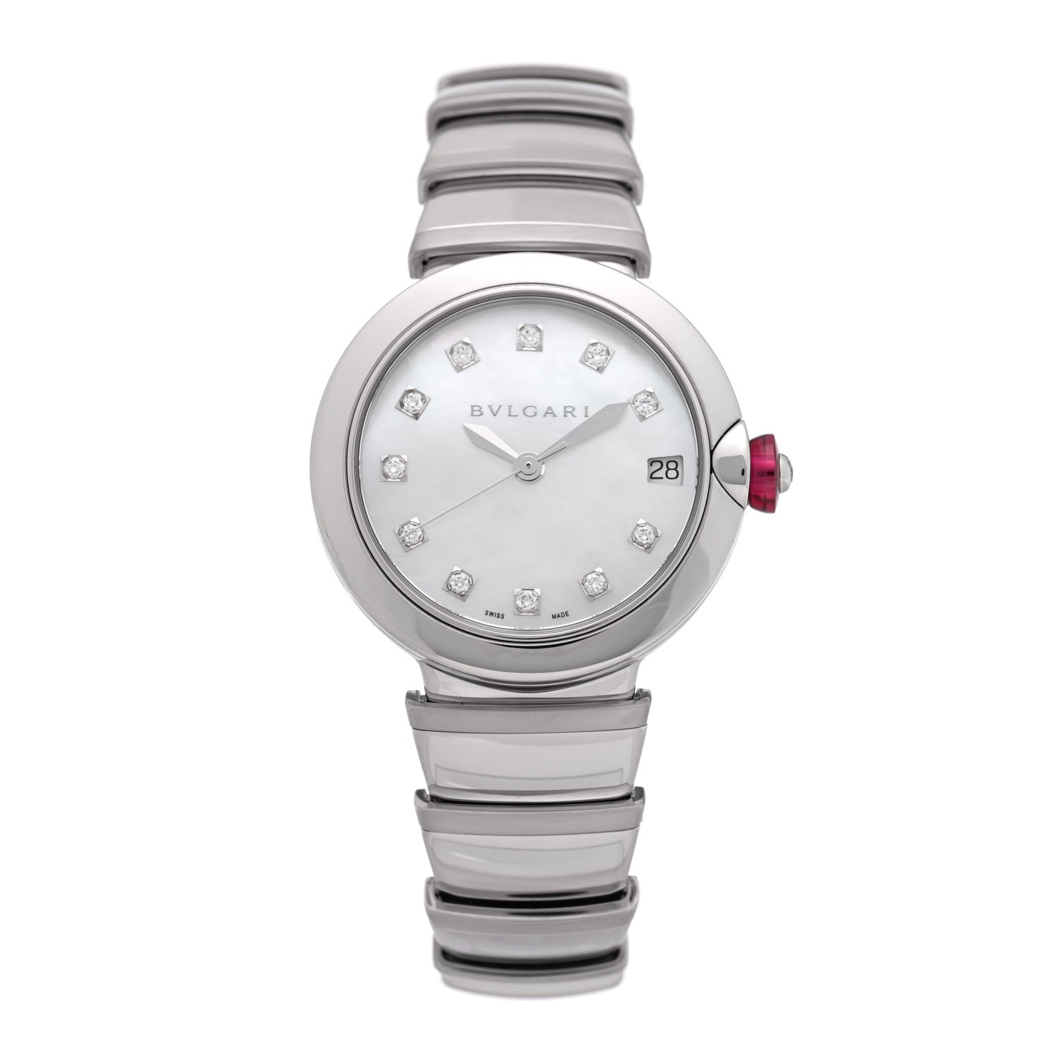 Stainless Steel Diamond Mother of Pearl 33mm Lucea Automatic Watch