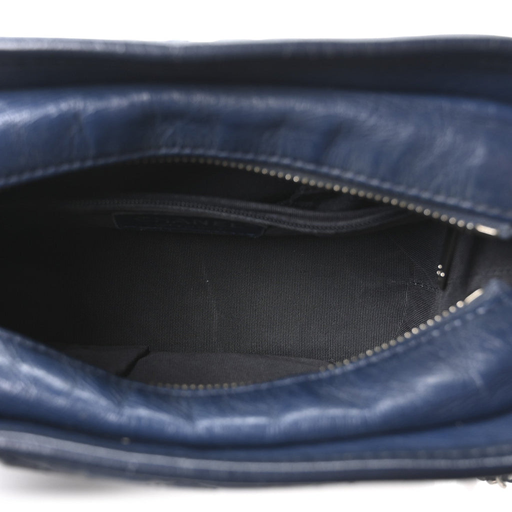 Aged Calfskin Quilted Small Gabrielle Hobo Navy