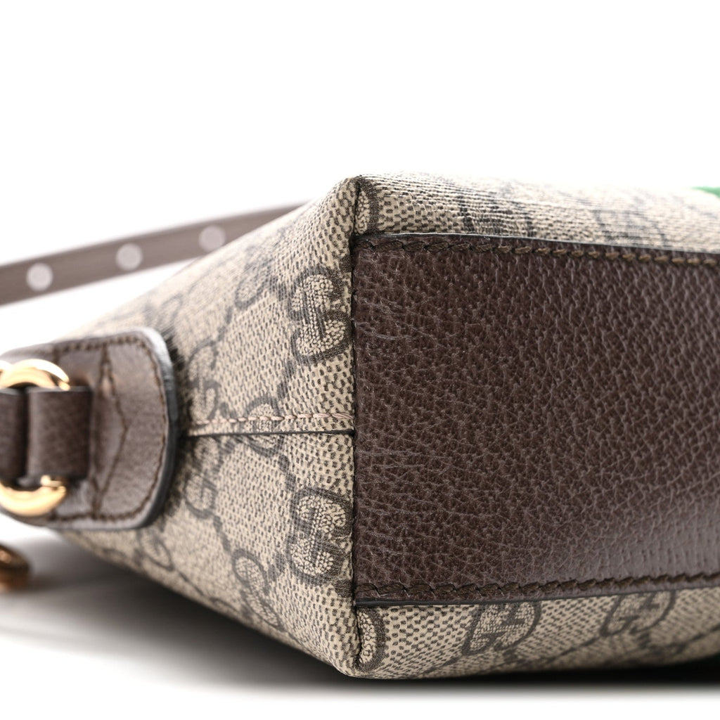GG Supreme Monogram Textured Dollar Calfskin Web Small Ophidia Dome Shoulder Bag Beige Ebony New Acero