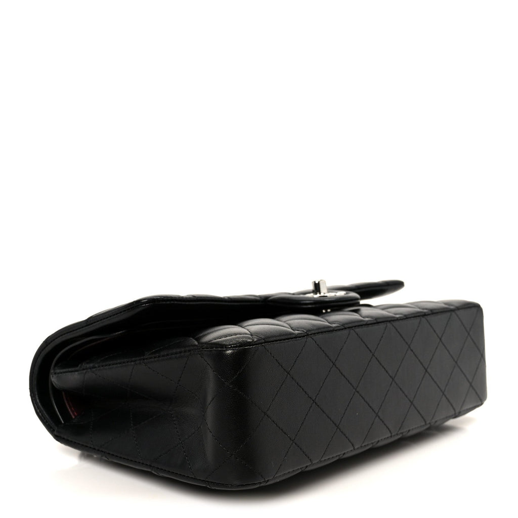 Lambskin Quilted Medium Double Flap Black