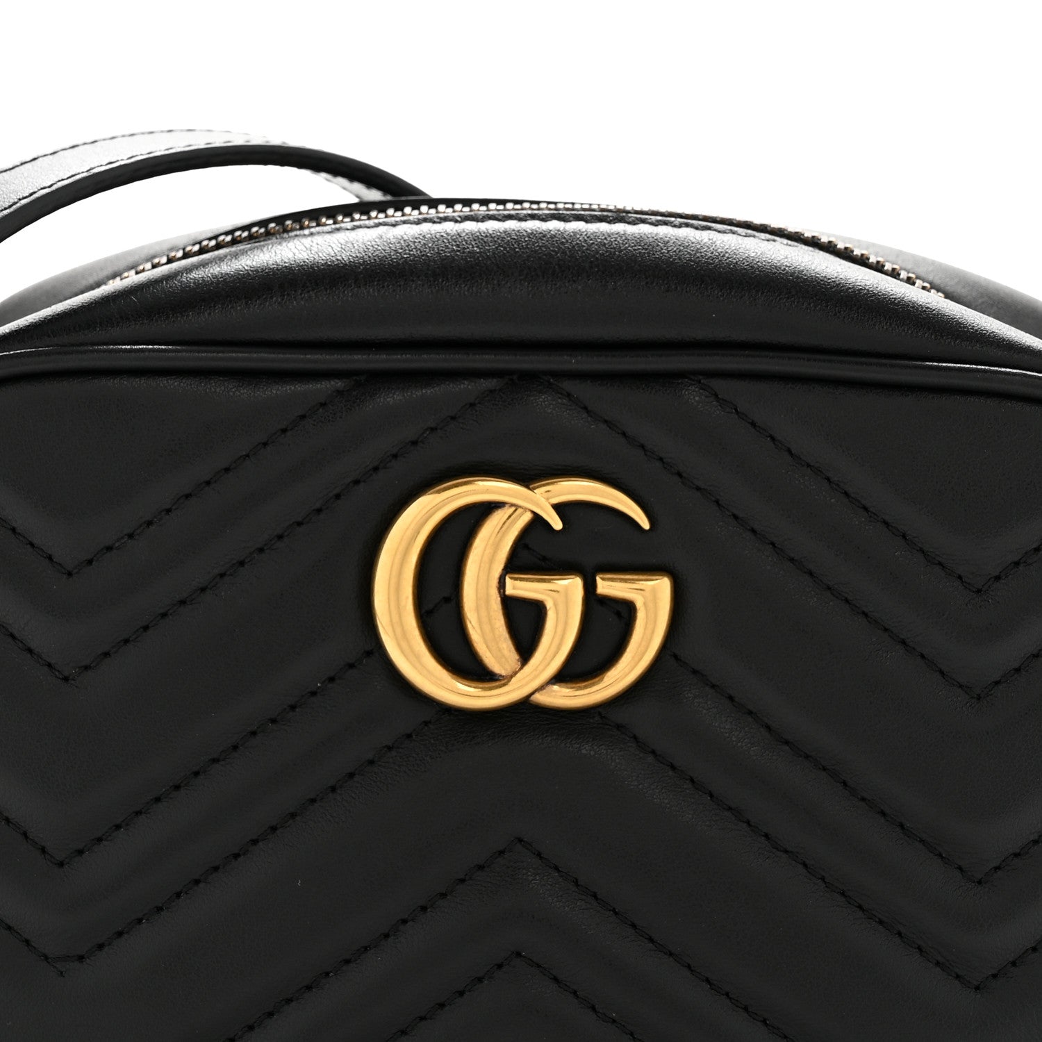 Calfskin Matelasse Mini GG Marmont Chain Shoulder Bag Black