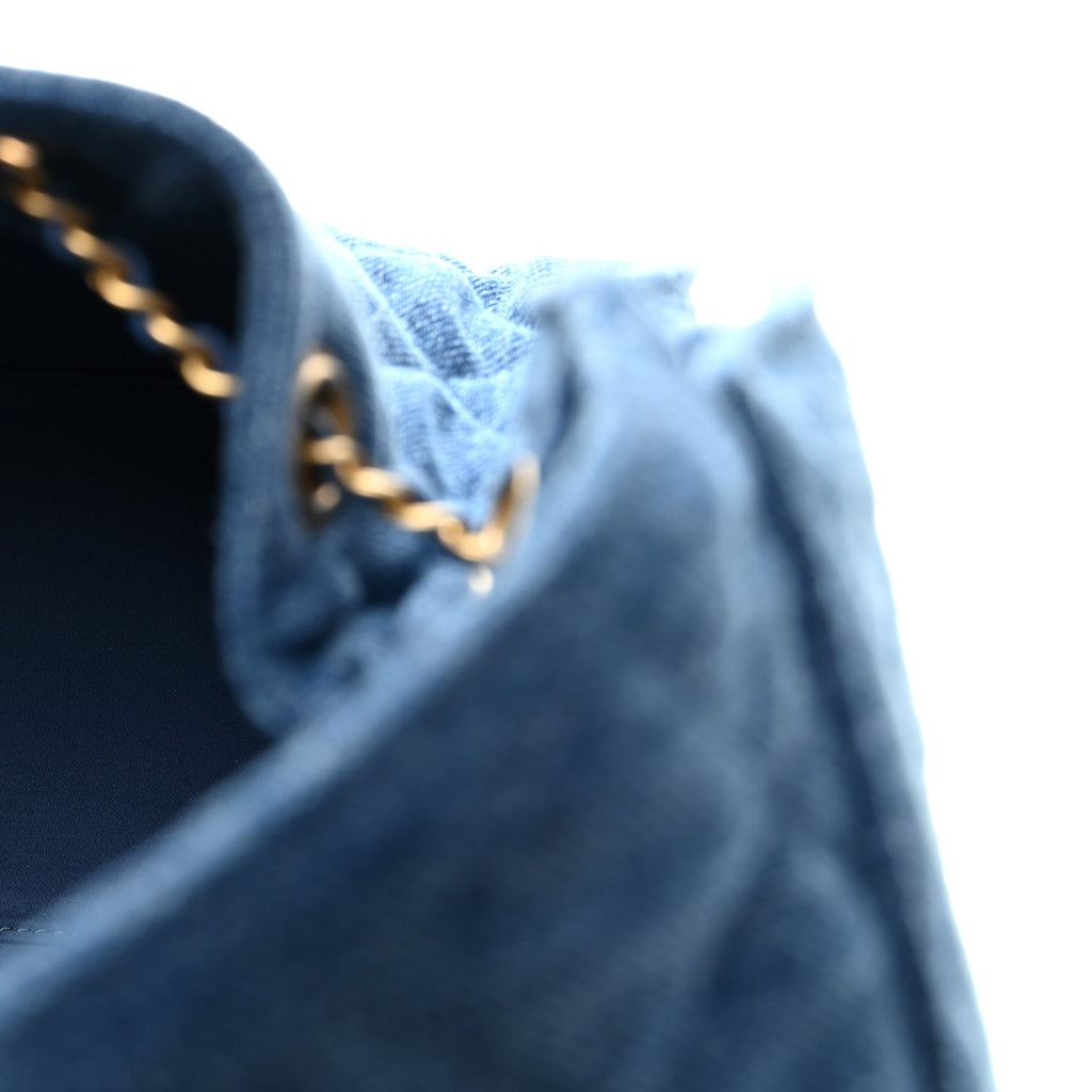 Washed Denim Quilted Small Chanel 25 Handbag Blue