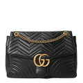 Calfskin Matelasse Large GG Marmont Shoulder Bag Black