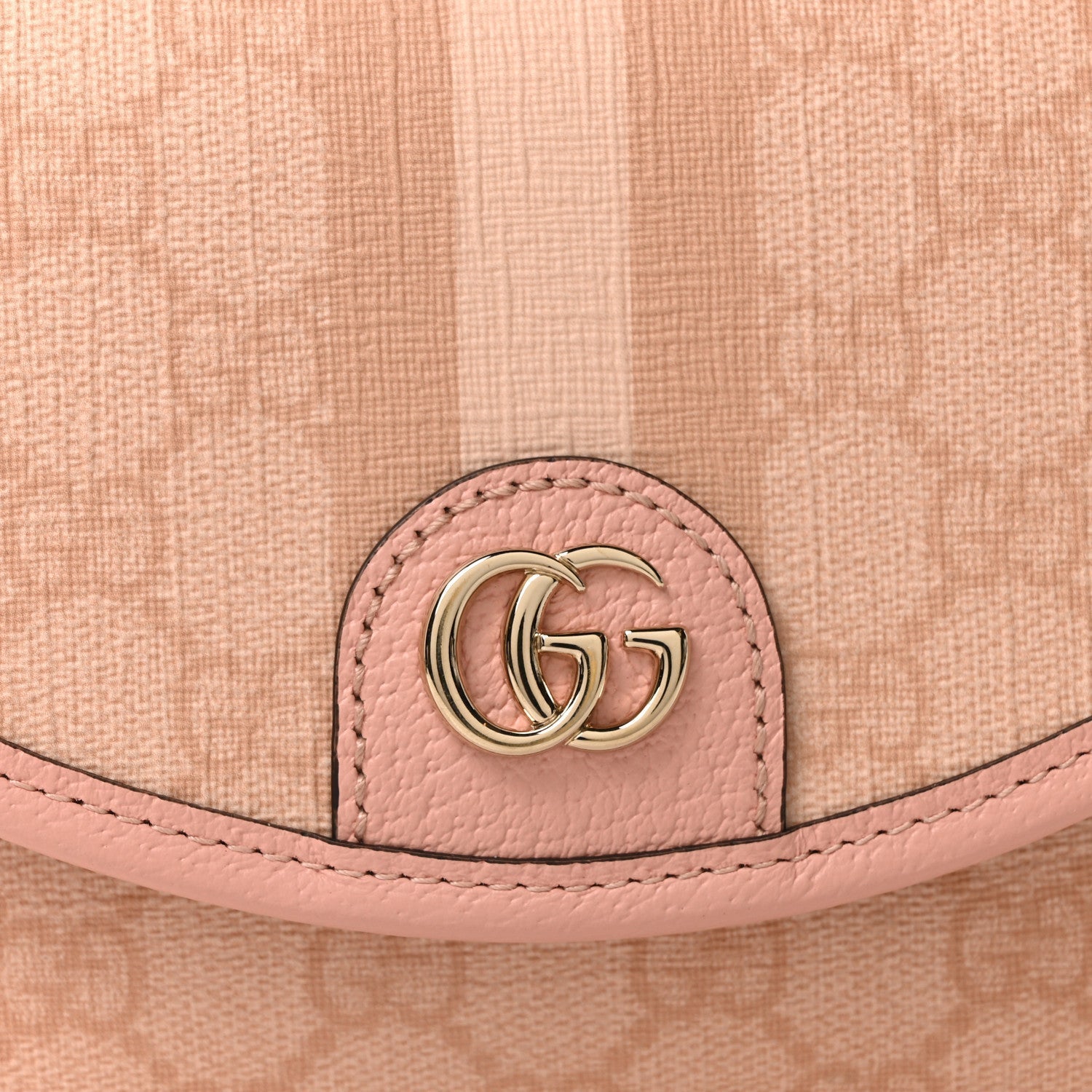 GG Supreme Monogram Textured Dollar Calfskin Mini Ophidia Flap Shoulder Bag Rose Pink