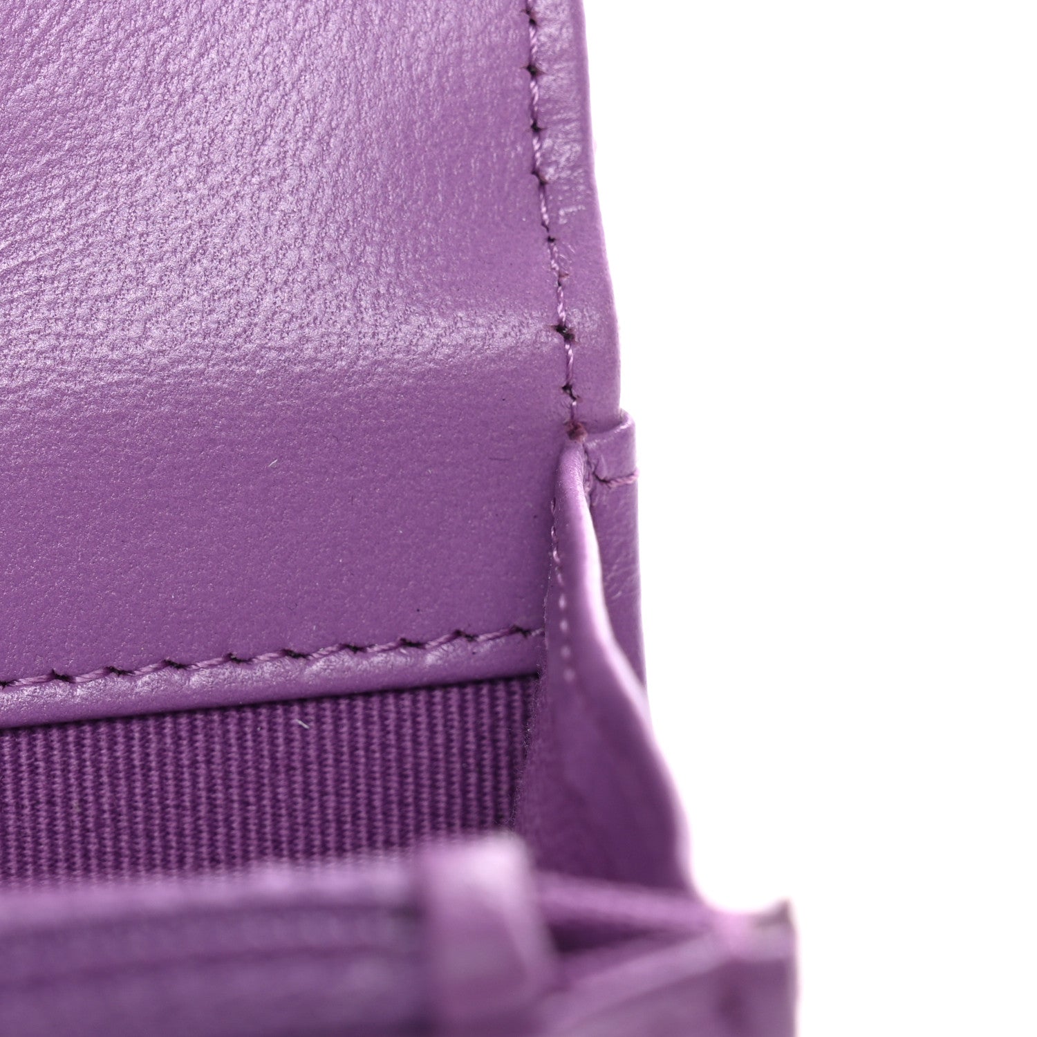 Lambskin Quilted Pick Me Up Wallet On Chain WOC Purple