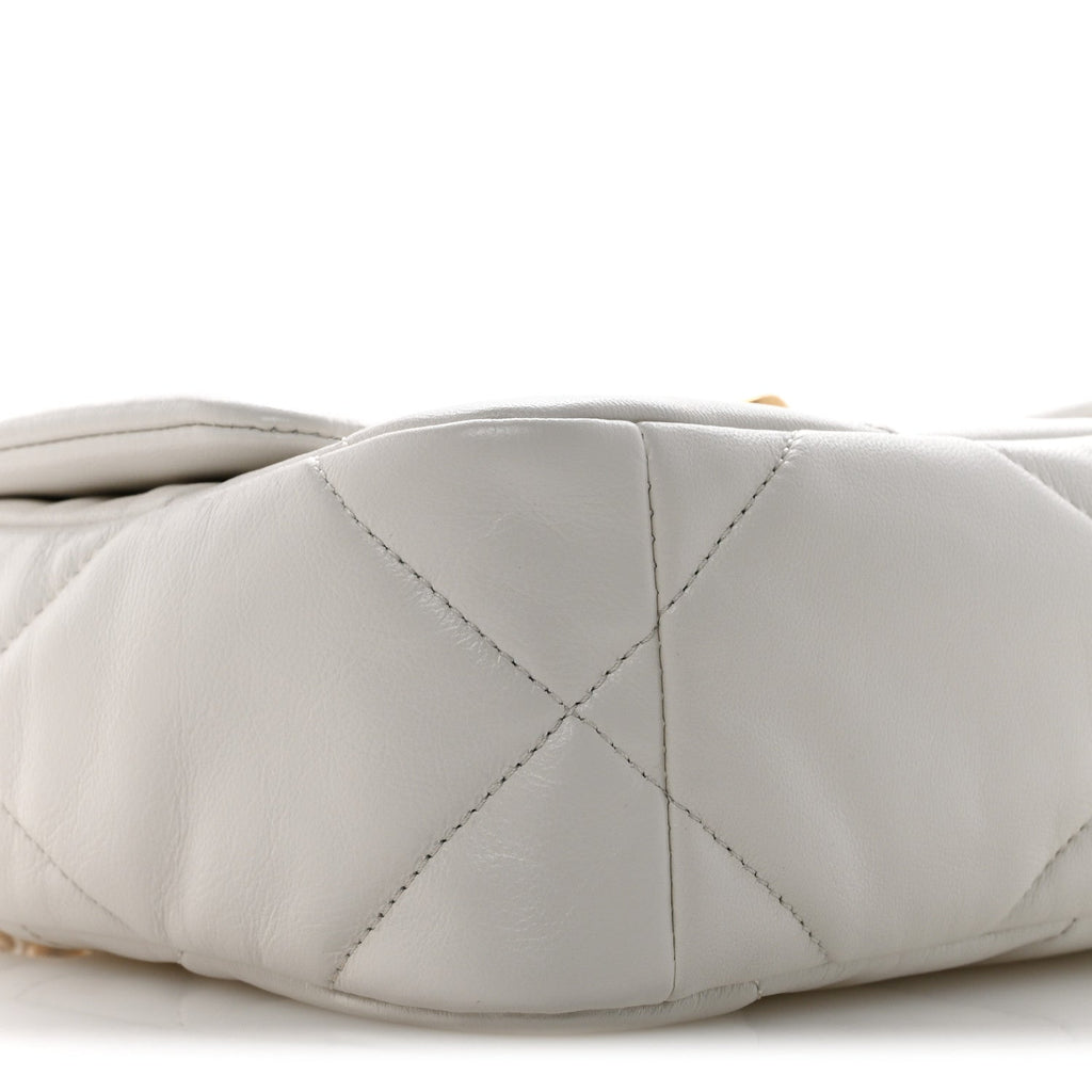 Goatskin Quilted Medium Chanel 19 Flap White