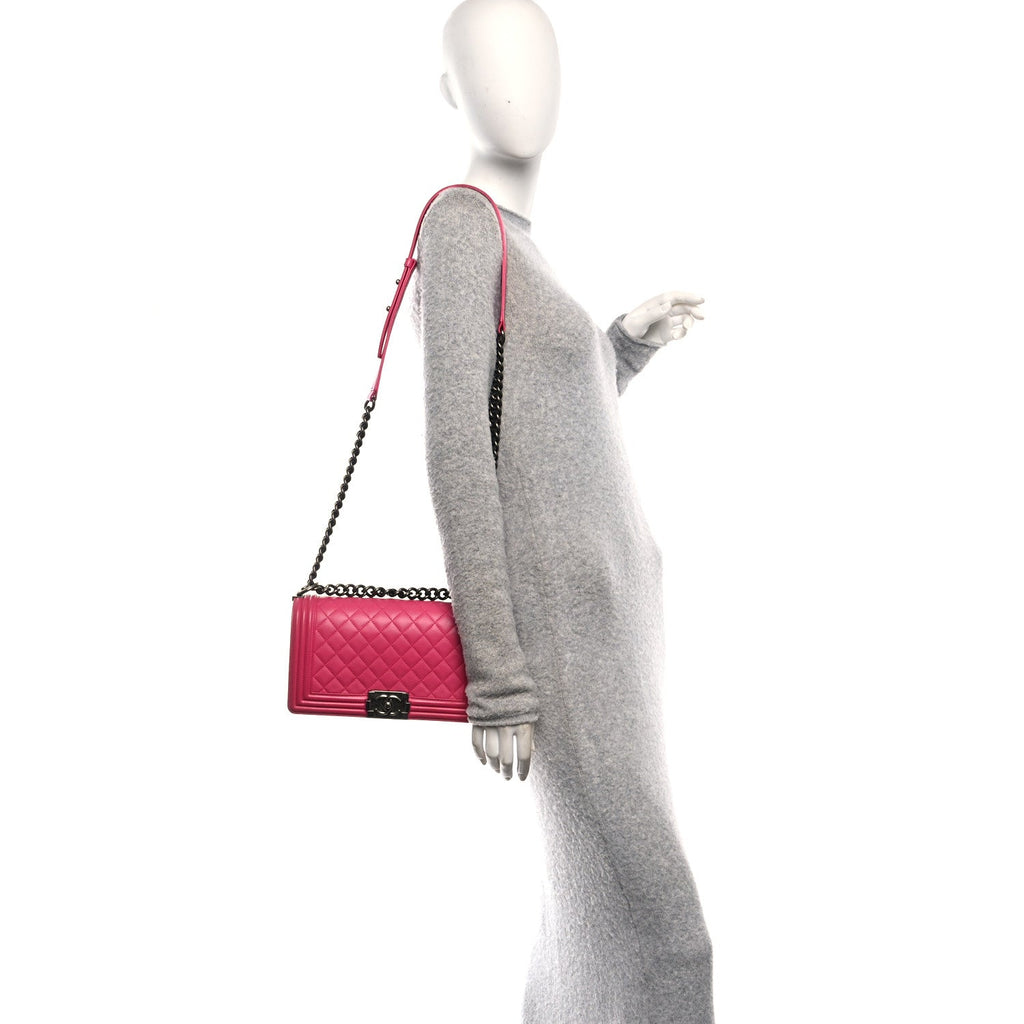 Lambskin Quilted Medium Boy Flap Pink