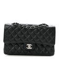 Caviar Quilted Medium Double Flap Black