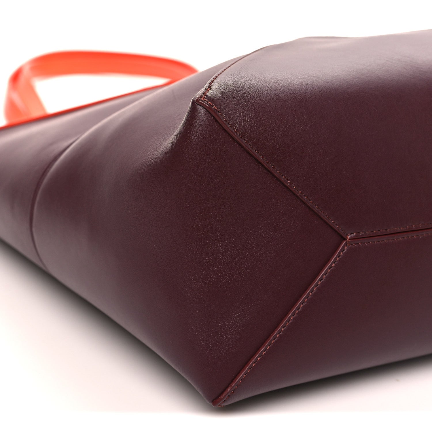 Shiny Calfskin Medium Puzzle Fold Tote Burgundy Orange