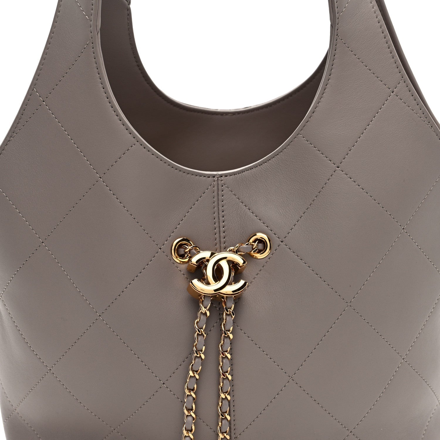 Calfskin Quilted Shopping Bag Dark Grey