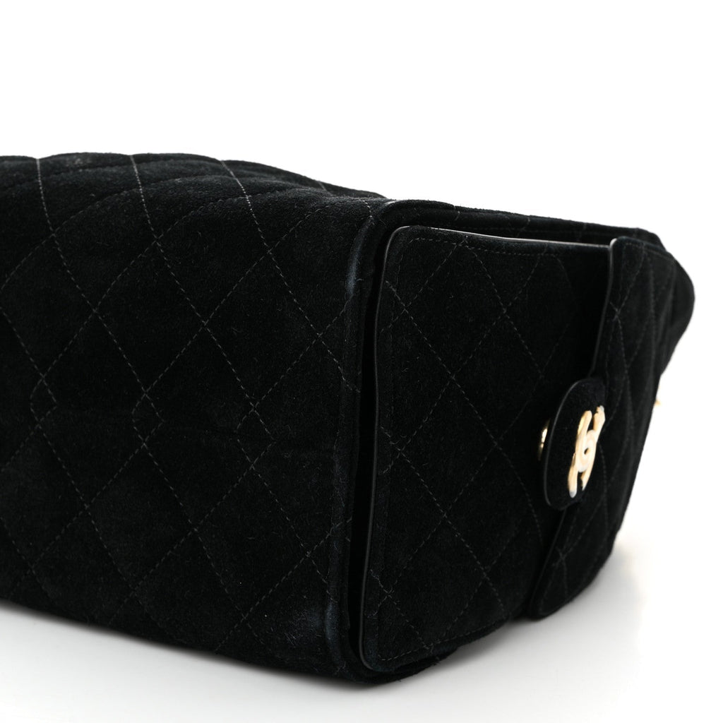 Suede Quilted Small Chanel 25 Handbag Black