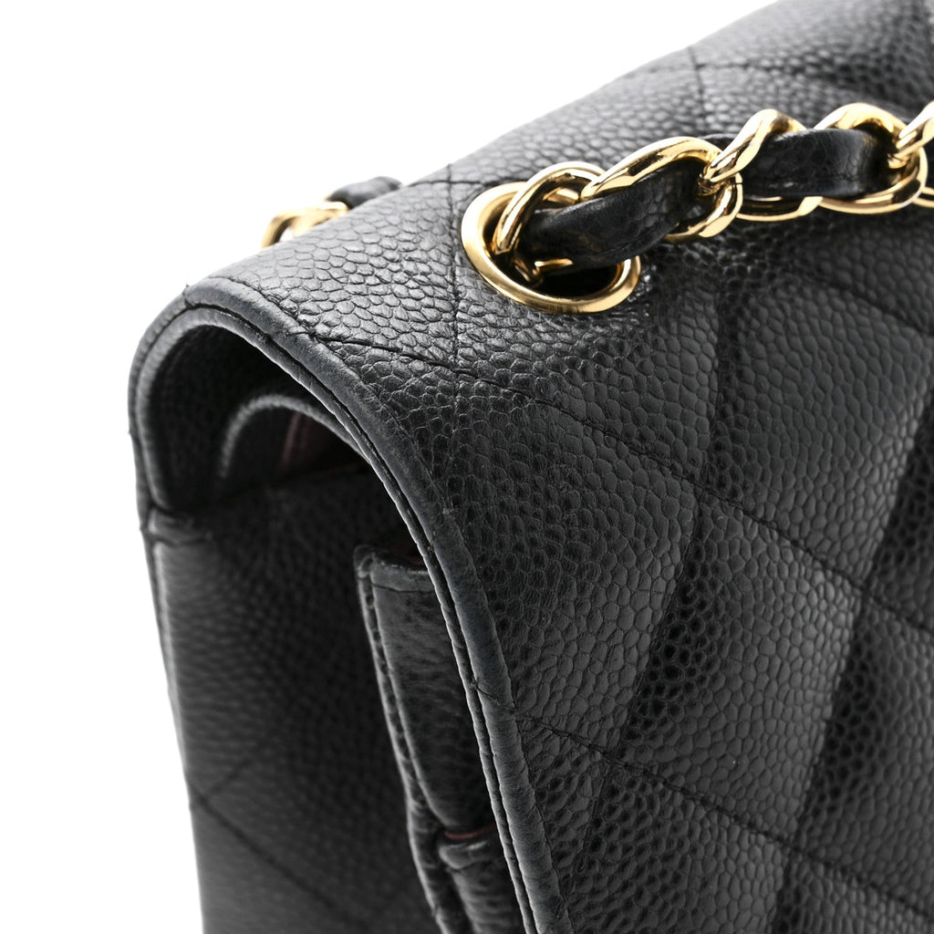 Caviar Quilted Jumbo Double Flap Black