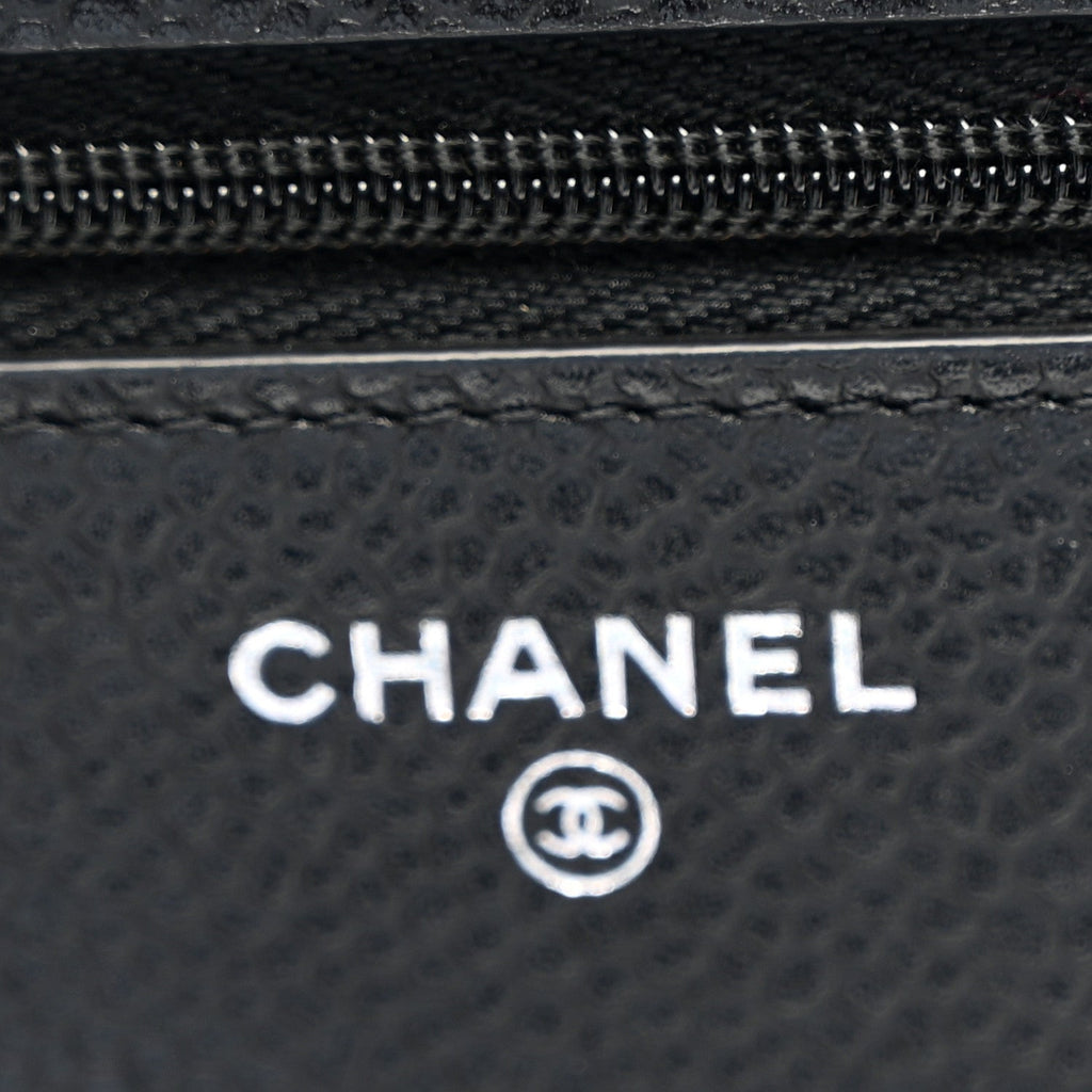 Caviar Quilted Wallet on Chain WOC Black