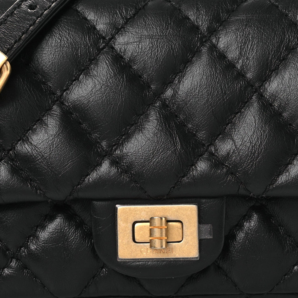 Aged Calfskin Quilted 2.55 Reissue Flap Belt Bag Clutch Black