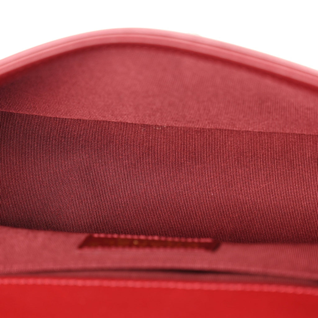 Lambskin Quilted Medium Boy Flap Red