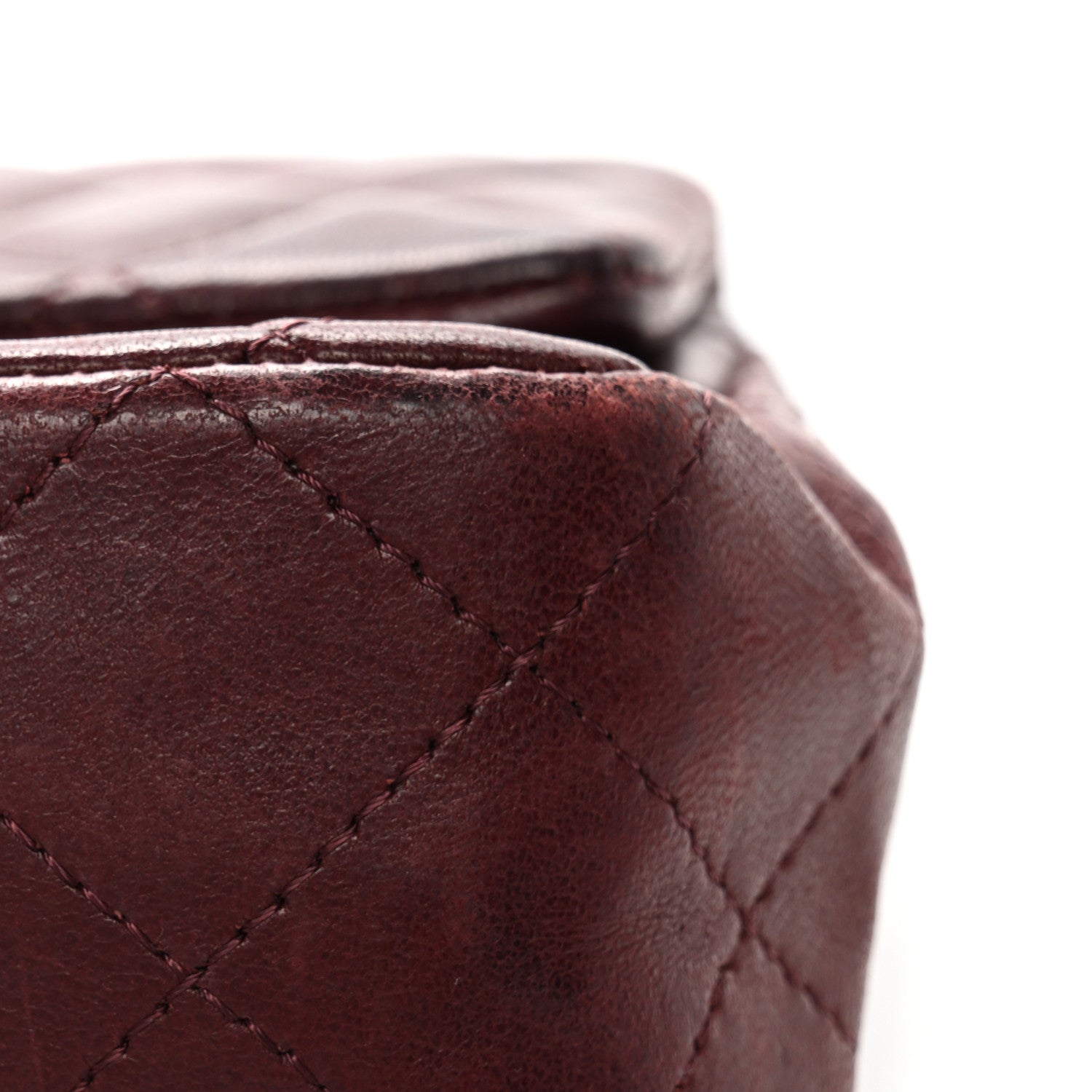 Lambskin Quilted Mini Rectangular Flap Burgundy