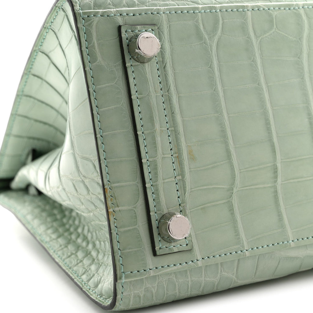 Matte Alligator Birkin Sellier 25 Vert D'eau