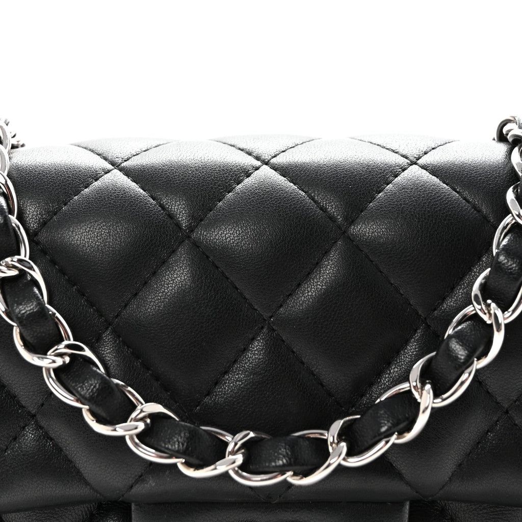 Lambskin Quilted Mini Rectangular Flap Black