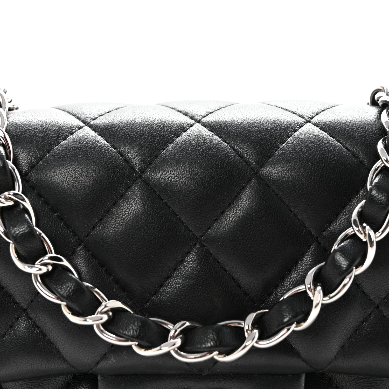 Lambskin Quilted Mini Rectangular Flap Black