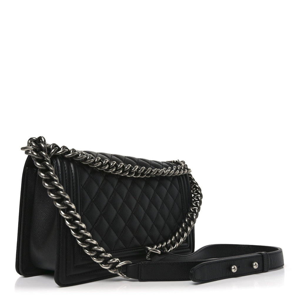 Caviar Quilted Medium Boy Flap Black