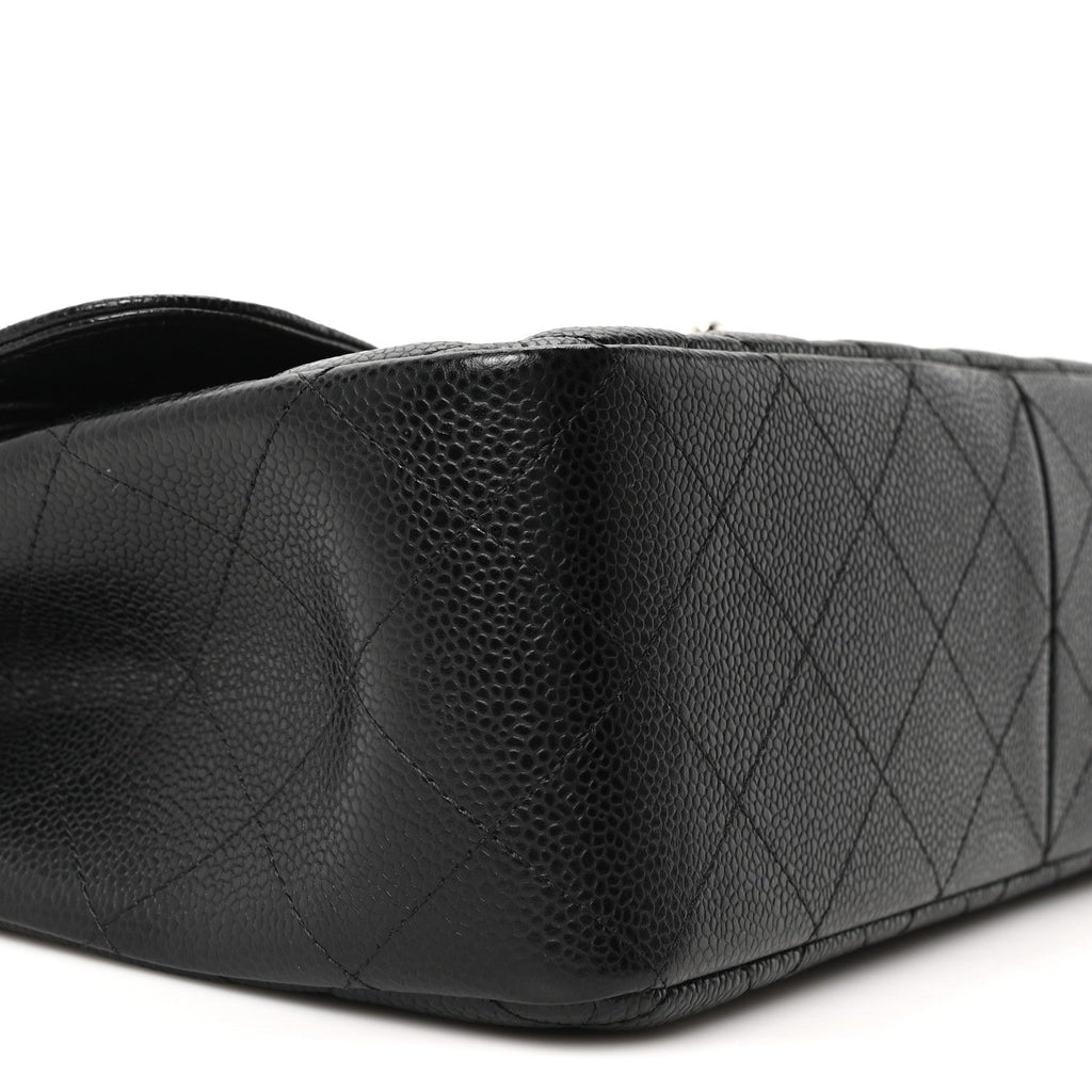 Caviar Quilted Jumbo Double Flap Black