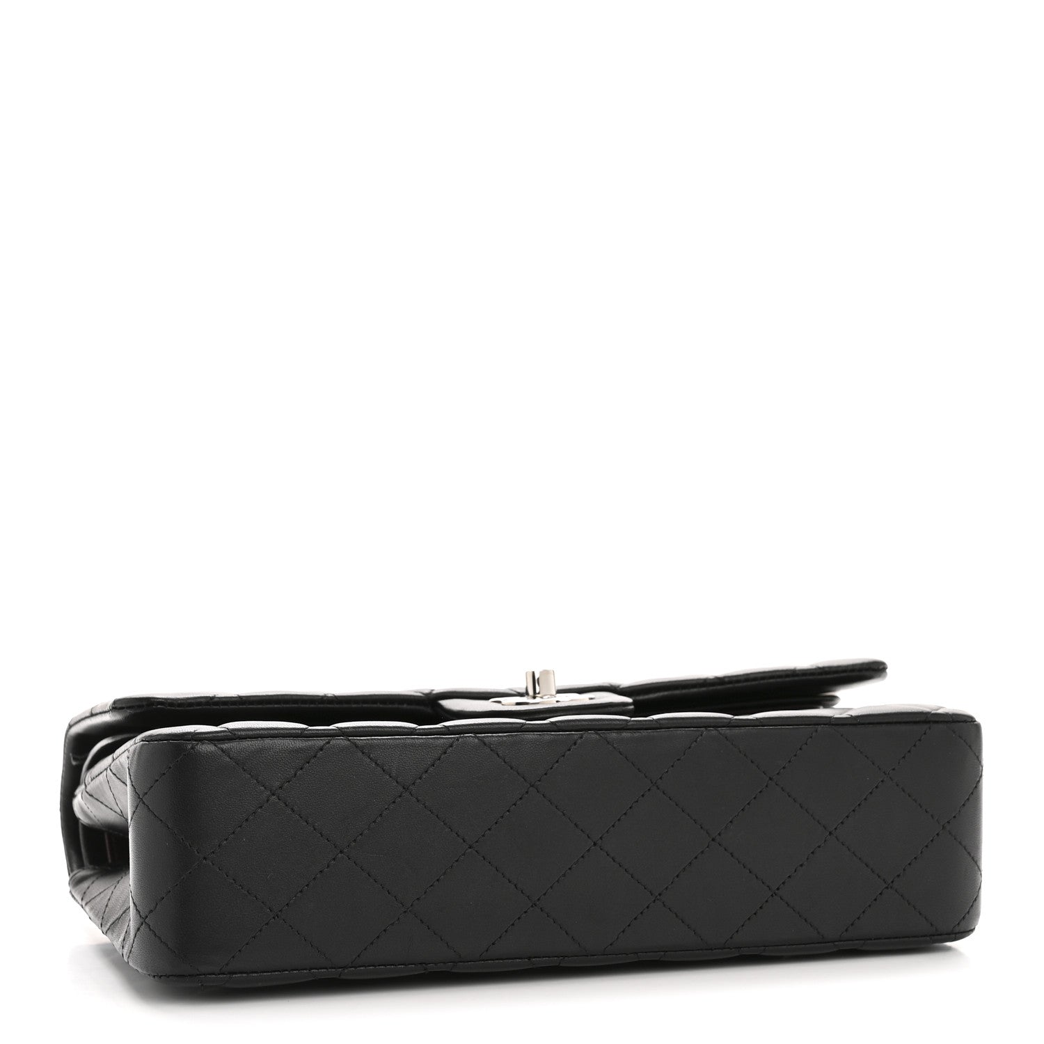 Lambskin Quilted Medium Double Flap Black
