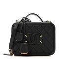 Caviar Quilted Medium CC Filigree Vanity Case Black