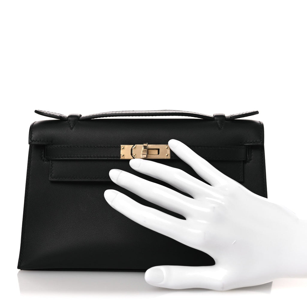 Swift Horseshoe Kelly Pochette Clutch Black Lime